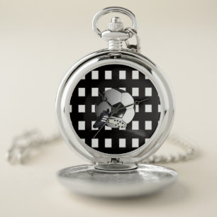 Black And White Soccer Ball And Shoes Design, Pocket Watch