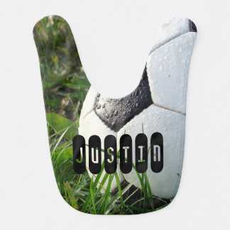 Black and White Soccer Ball Baby Bib