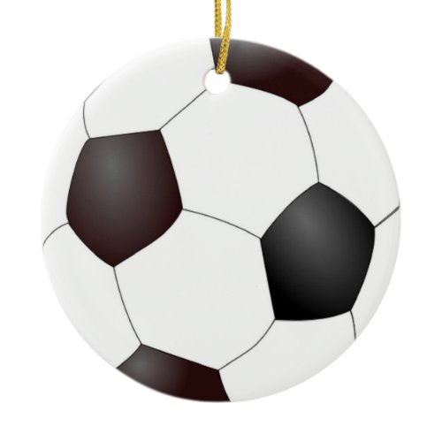 Black and white soccer ball ceramic ornament