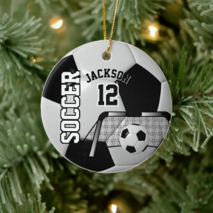 Black and White Soccer Ball ⚽ Ceramic Ornament
