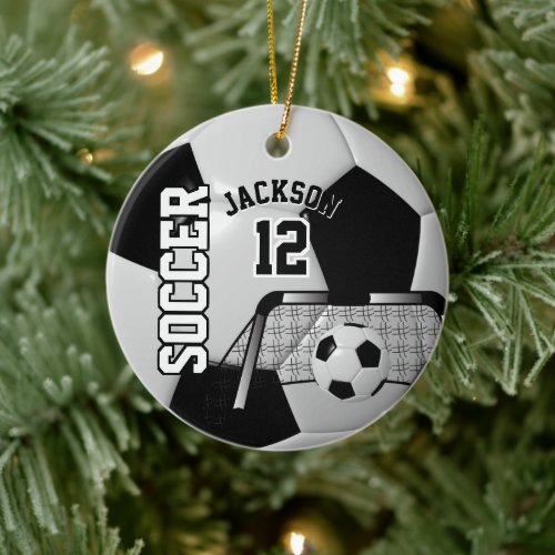 Black and White Soccer Ball  Ceramic Ornament