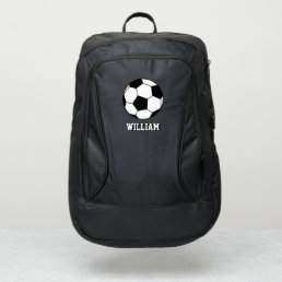 Black and White Soccer Ball Custom Name Port Authority&#174; Backpack