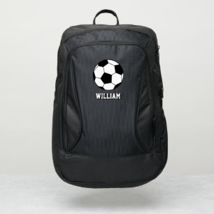Black and White Soccer Ball Custom Name Port Authority® Backpack
