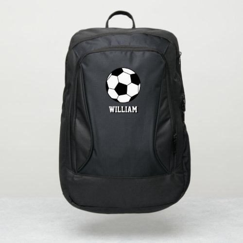 Black and White Soccer Ball Custom Name Port Authority Backpack