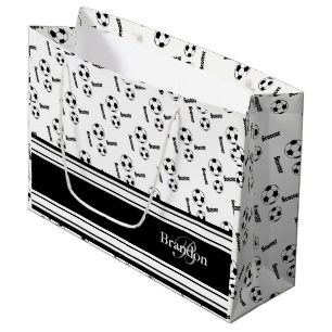 Black and White Soccer Ball Design Large Gift Bag