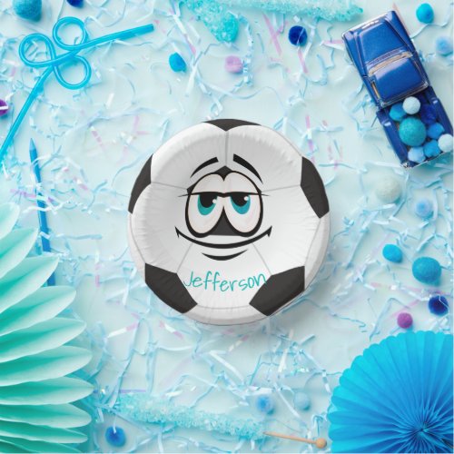 Black and white soccer ball funny face paper bowls