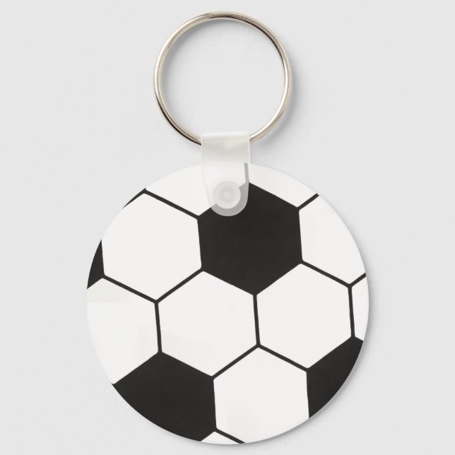 Black And White Soccer Ball Geometric Pattern  Keychain (Front)