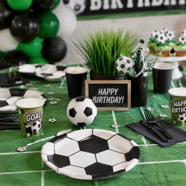 Black And White Soccer Ball Geometric Pattern  Paper Plates (Creator Uploaded)
