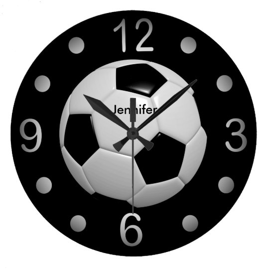 Black and White Soccer Ball Large Clock | Zazzle