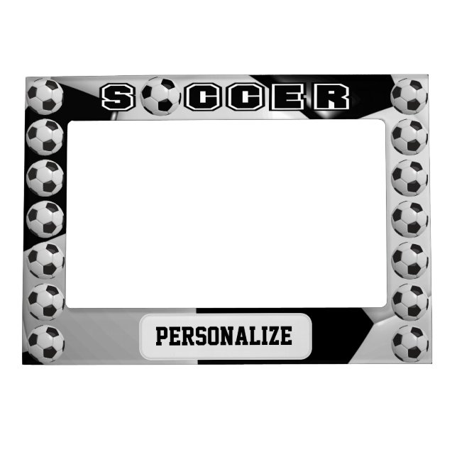 Black and White Soccer Ball Magnetic Frame (Front)