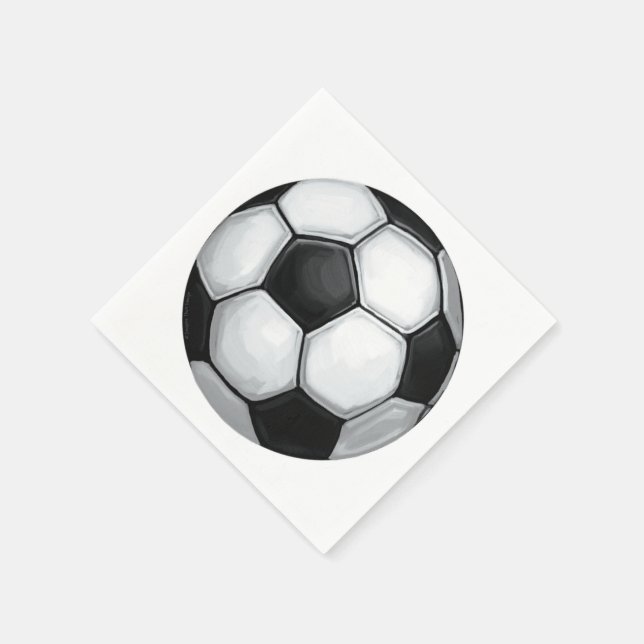 Black and White Soccer Ball Paper Napkins (Corner)