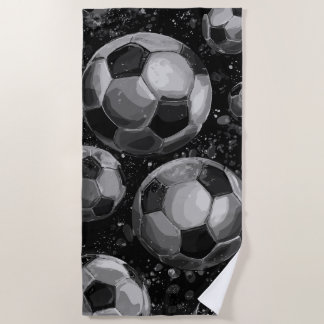 Black and White Soccer Ball Pattern – Bold Sports  Beach Towel