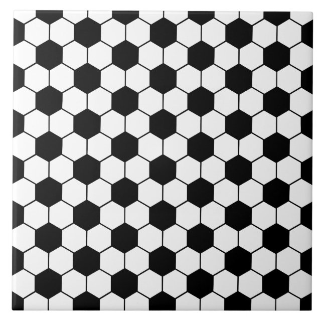 Black and white Soccer ball pattern Ceramic Tile (Front)
