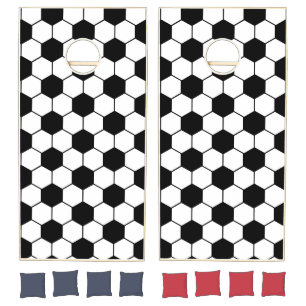 Black and white Soccer ball pattern Cornhole Set