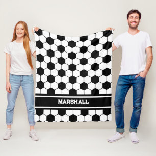 Black and white Soccer ball pattern Fleece Blanket