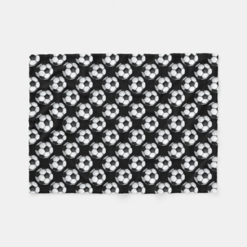 Black and White Soccer Ball Pattern Fleece Blanket