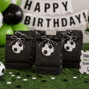 Black and White Soccer Ball Pattern Geometric  Favor Tags