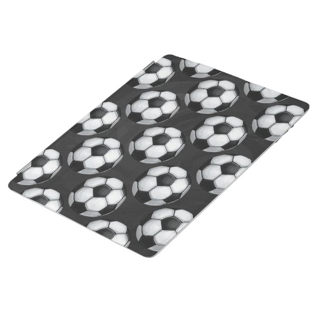 Black and White Soccer Ball Pattern iPad Smart Cover (Side)