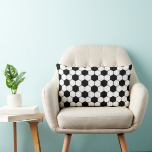 Black and white Soccer ball pattern Lumbar Pillow