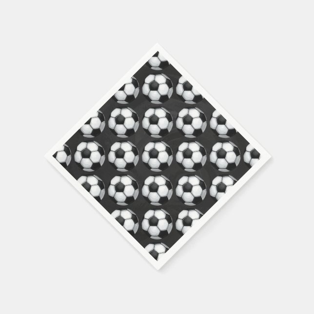 Black and White Soccer Ball Pattern Paper Napkins (Corner)
