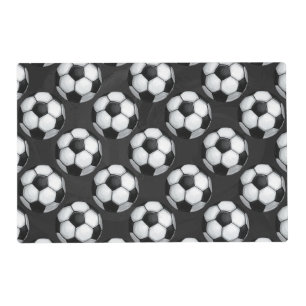 Black and White Soccer Ball Pattern Placemat