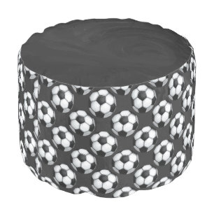 Black and White Soccer Ball Pattern Pouf