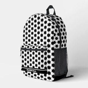 Black and white Soccer ball pattern Printed Backpack