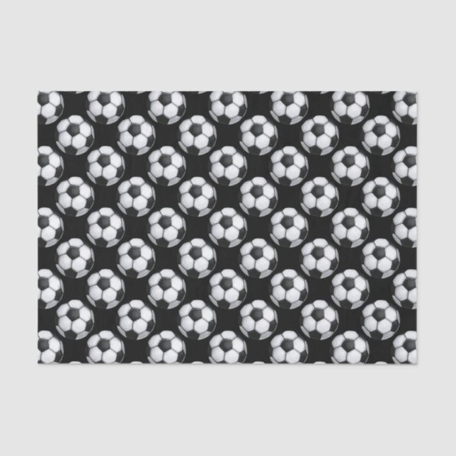 Black and White Soccer Ball Pattern Tissue Paper (Front)