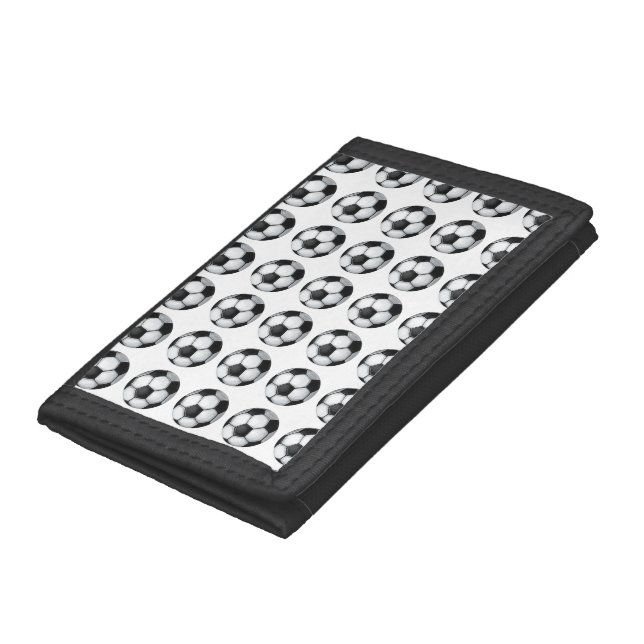 Black and White Soccer Ball Pattern Tri-fold Wallet (Bottom)