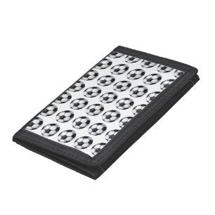 Black and White Soccer Ball Pattern Trifold Wallet