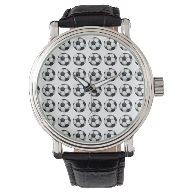 Black and White Soccer Ball Pattern Watch (Front)