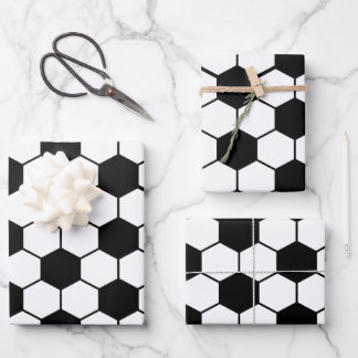 Black and white Soccer ball pattern Wrapping Paper