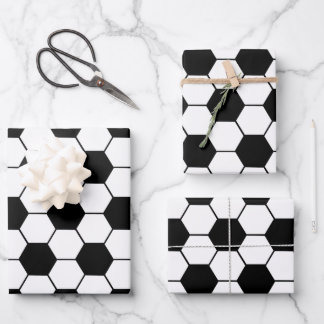 Black and white Soccer ball pattern Wrapping Paper Sheets
