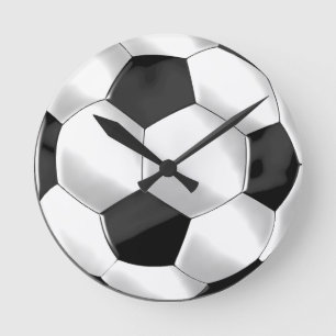 Black and White Soccer Ball Round Clock