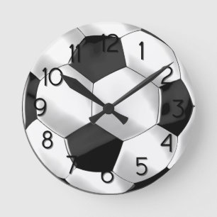 Black and White Soccer Ball Round Clock