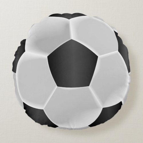 Black and White Soccer Ball Round Pillow