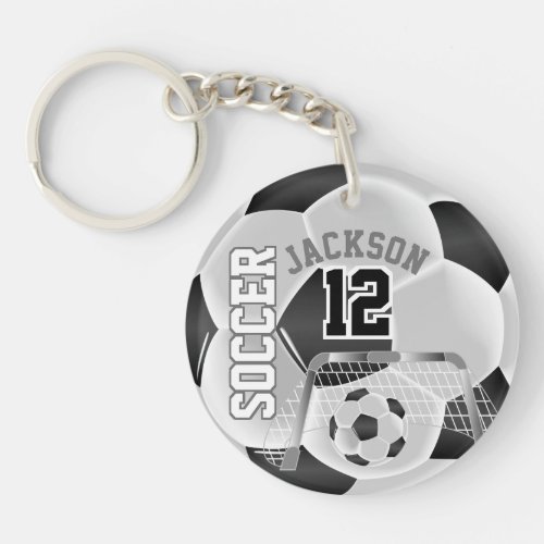 Black and White Soccer  Ball  Sport Keychain