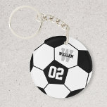 Black and White Soccer Ball Sports Monogram Keychain<br><div class="desc">Black and White Soccer Ball Sports Monogram Keychain</div>