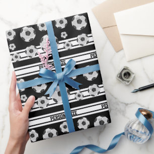 Black and White Soccer Ball Wrapping Paper