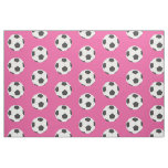 Black and White Soccer Balls on Pink Fabric