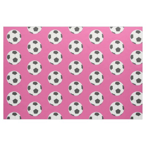 Black and White Soccer Balls on Pink Fabric