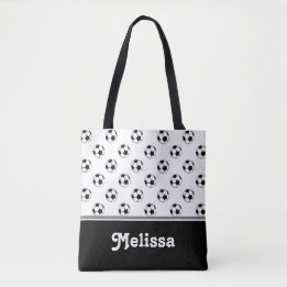 Black and White Soccer Balls | Personalized Tote Bag