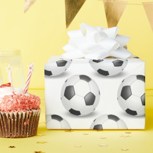 black and white soccer balls wrapping paper (Birthday Party)