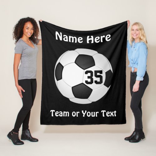 Black and White Soccer Blankets Personalized