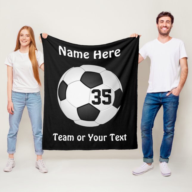 Black and White, Soccer Blankets Personalized (In Situ)