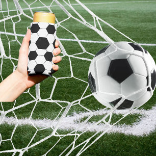 Black And White Soccer Pattern  Seltzer Can Cooler
