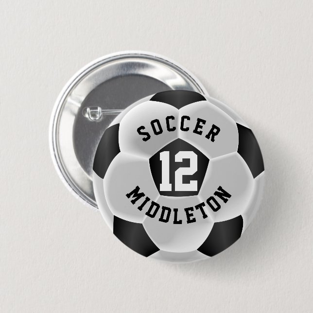 Black and White Soccer Sport Ball Button (Front & Back)