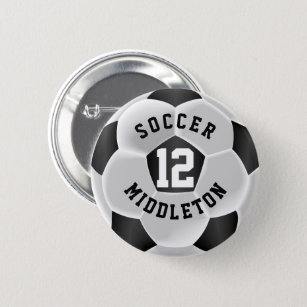Black and White Soccer Sport Ball Button