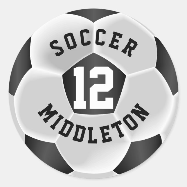 Black and White Soccer Sport Ball Classic Round Sticker (Front)