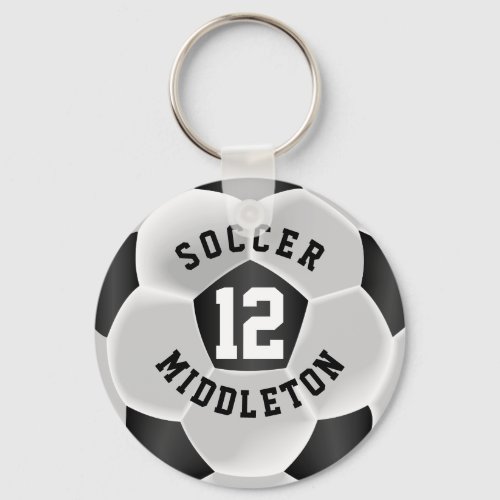Black and White Soccer Sport Ball Keychain